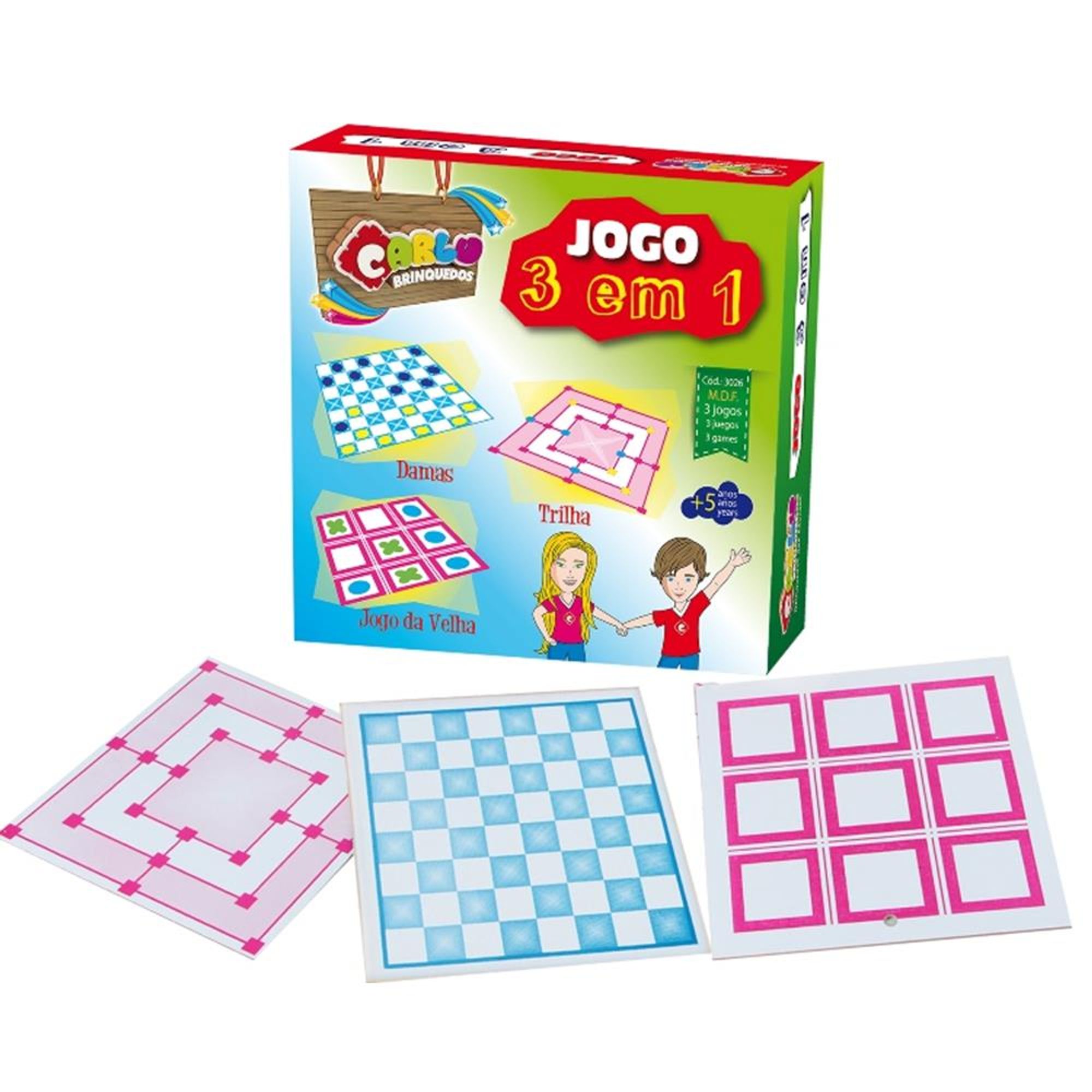 Jogo Tabuleiro 3 Em 1 Ludo Dama Trilha Pais & Filhos