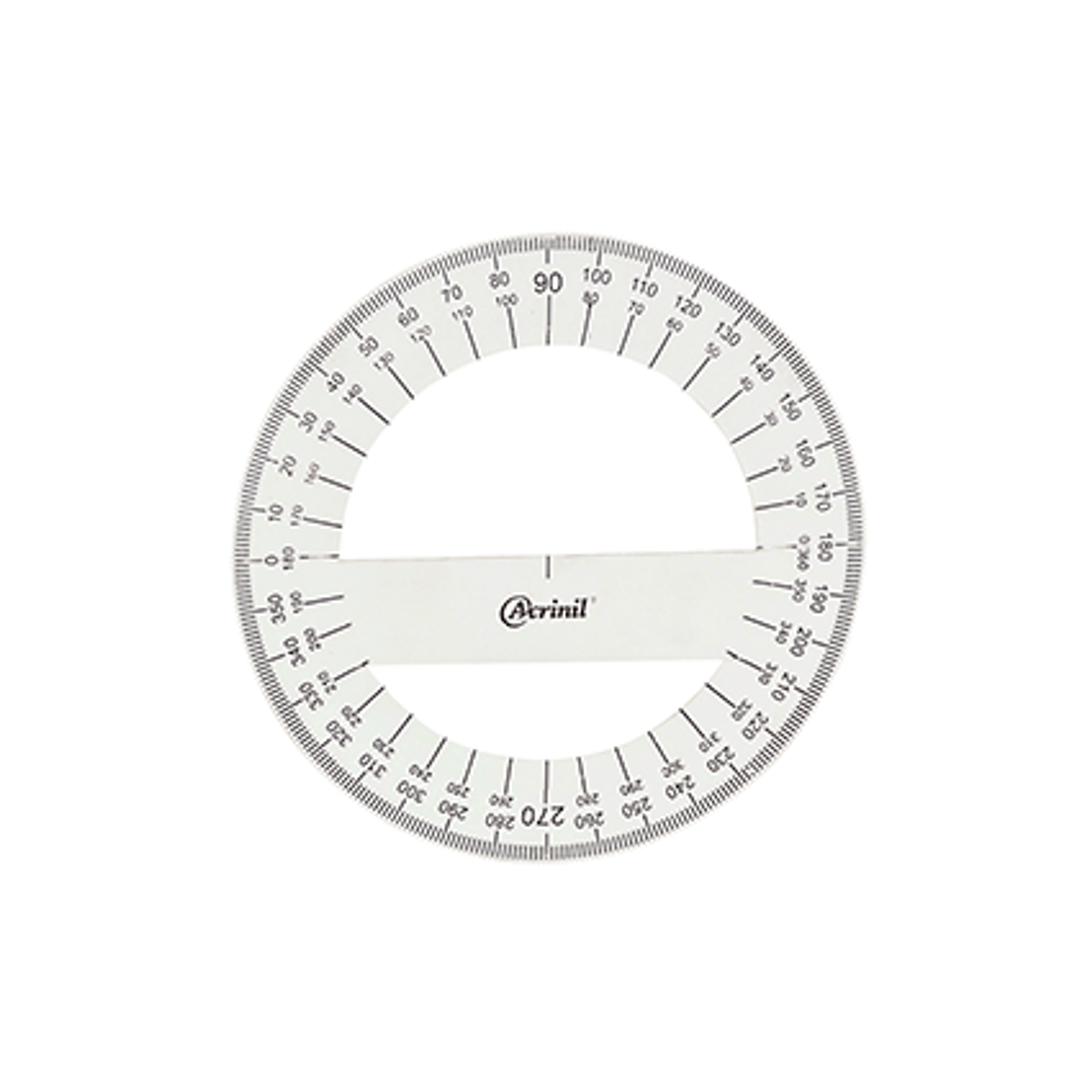 Transferidor 360 Grau Cristal Acrimet - Pacote com 10 Unidades